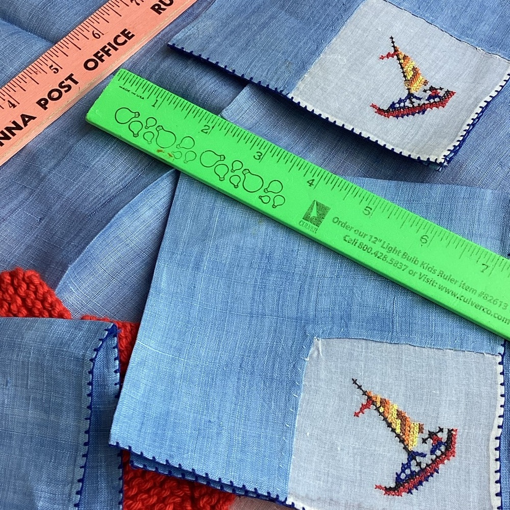 Vintage LINEN SAILBOAT CLOTH NAPKINS SET OF SIX VINTAGE 11” EVC - Picture 4 of 16